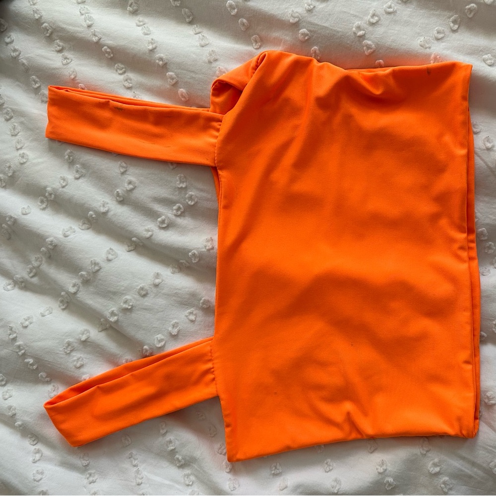 neon orange square neck crop top